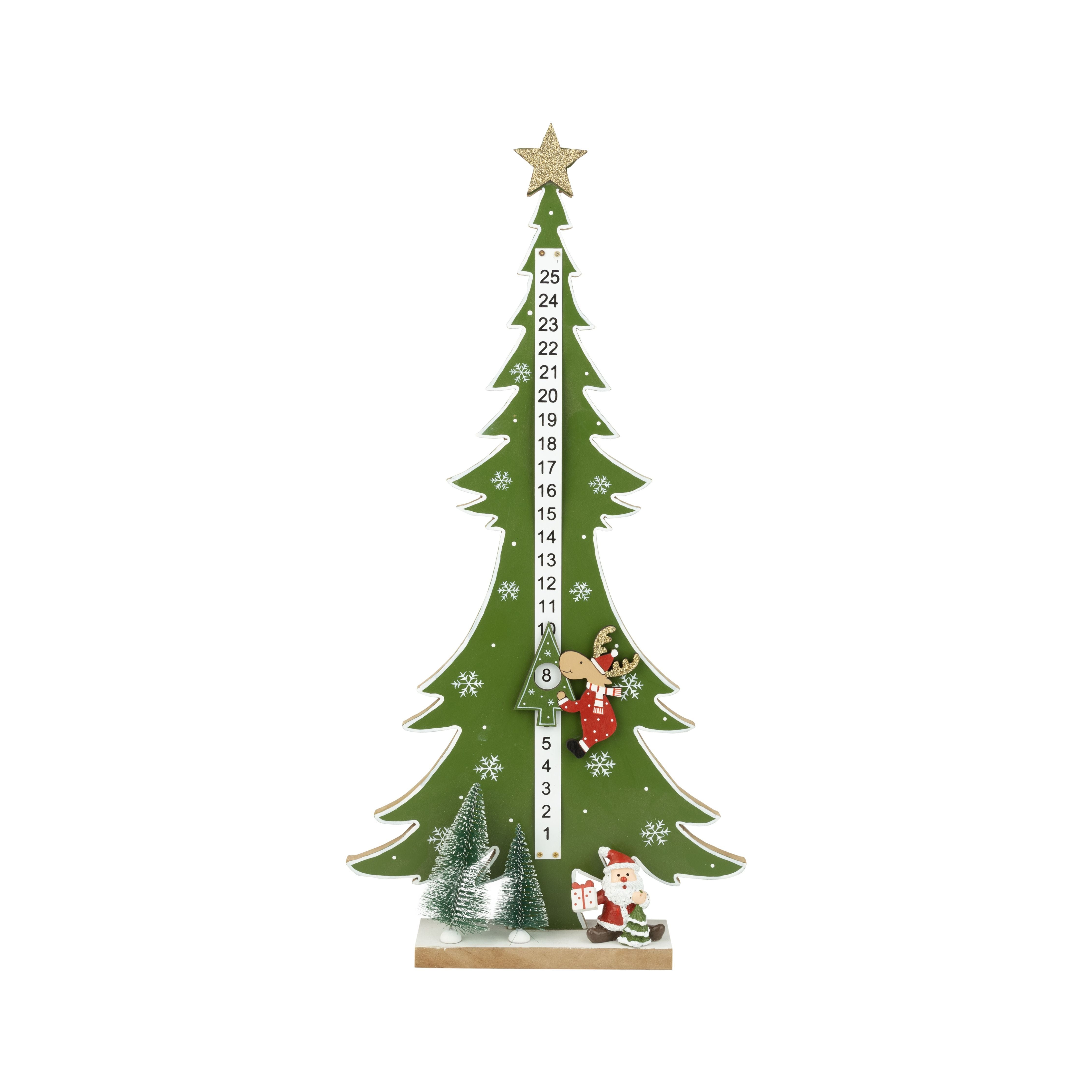 Wooden Christmas Countdown Advent Calendar with Moveable Reindeer
