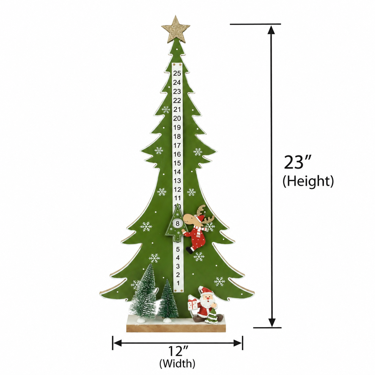 Wooden Christmas Countdown Advent Calendar with Moveable Reindeer