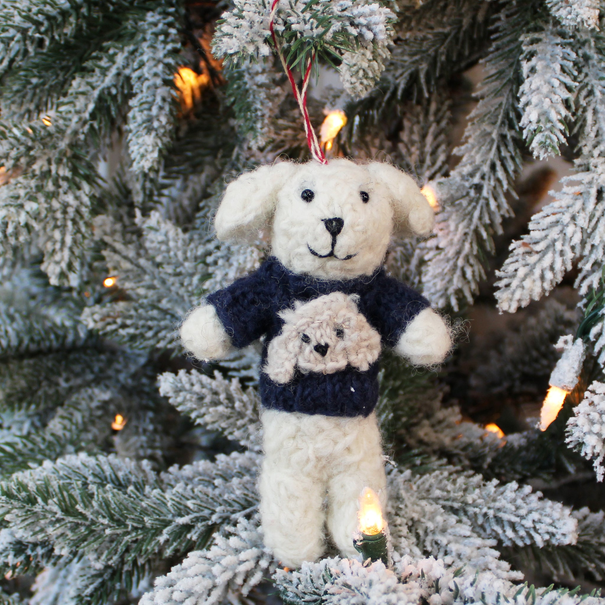 Cream Curly Doodle With Curly Doodle Sweater Ornament (LIMITED QUANTITY)