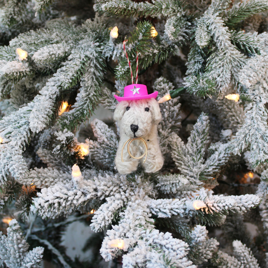 Cowboy Curly Doodle Dog Ornament  (LIMITED QUANTITIES)