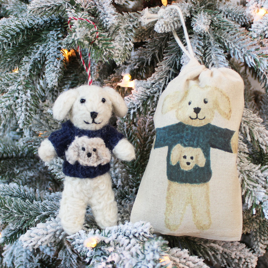 Cream Curly Doodle With Curly Doodle Sweater Ornament (LIMITED QUANTITY)