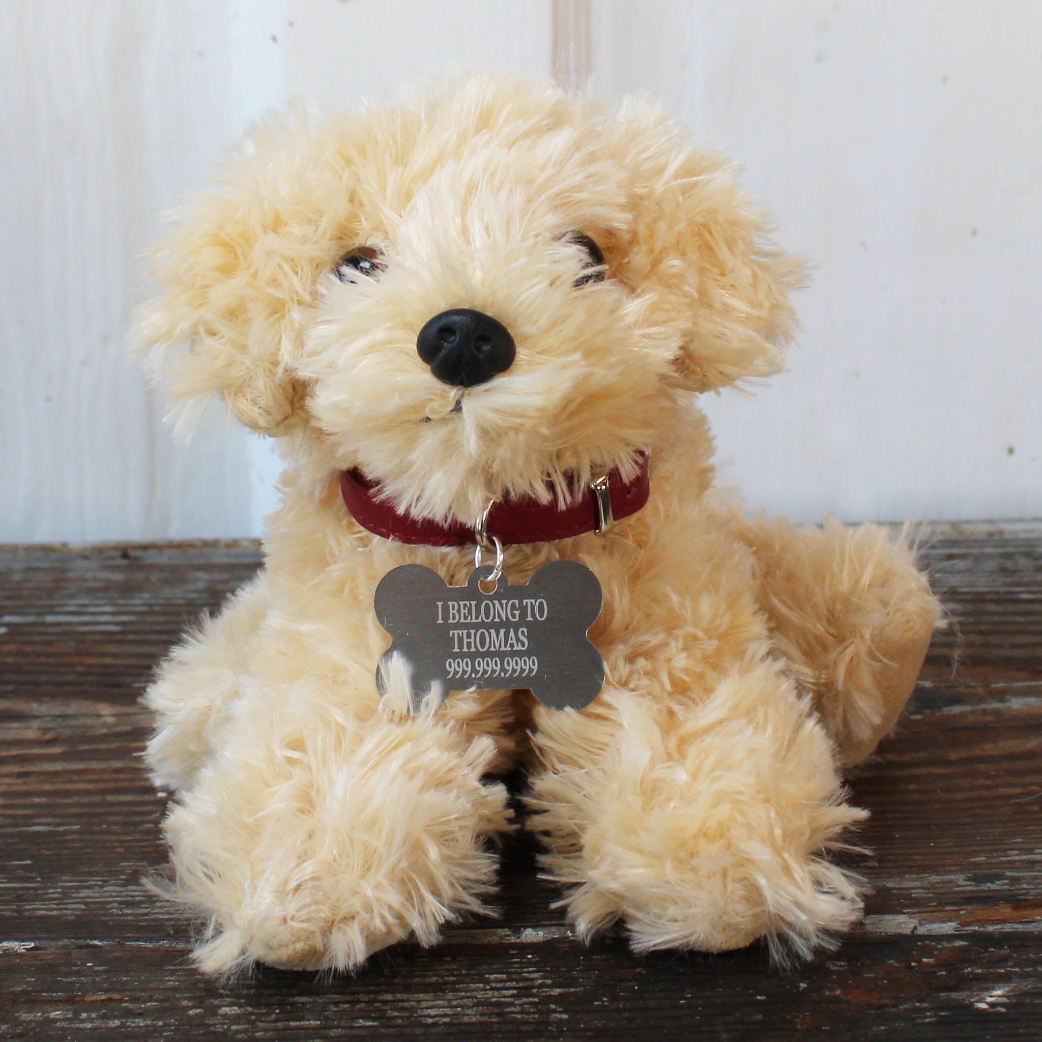 Mini Plush Puppy Dog Toy With Personalized Tag
