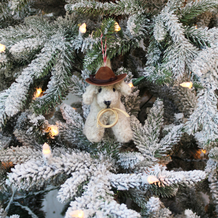 Cowboy Curly Doodle Dog Ornament  (LIMITED QUANTITIES)