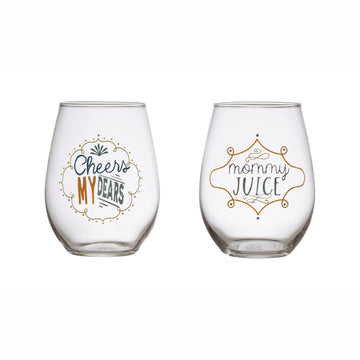 Mom Funny Stemless Wine Glass - Set of 2