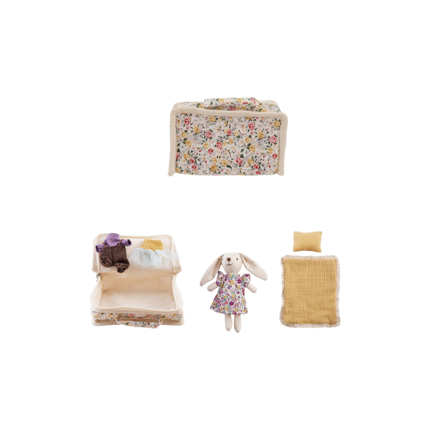 Travel Bunny Dress-Up Set with Suitcase Bed
