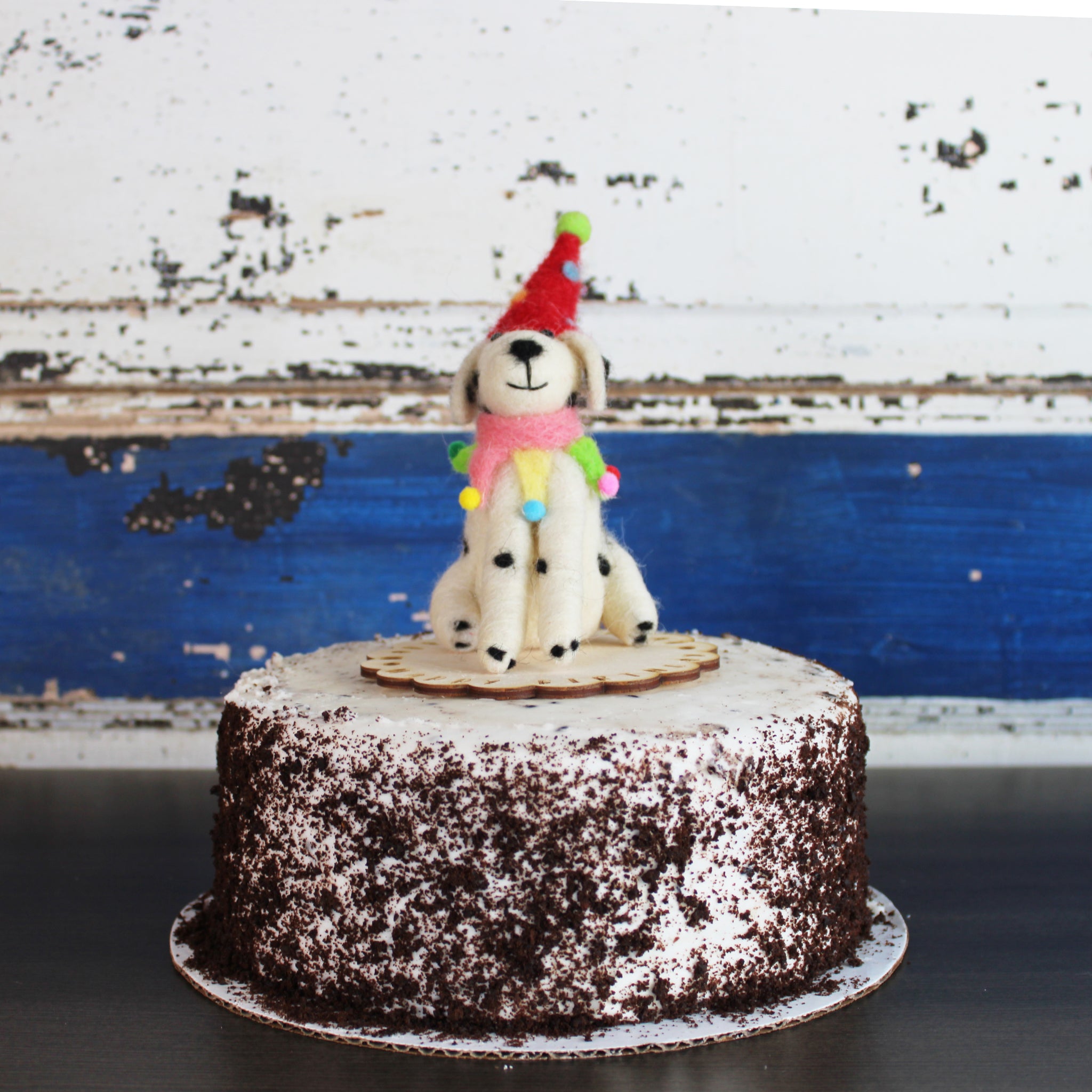 LIMITED QUANTITY Felted Wool Circus Dalmatian Happy Birthday Cake Topper
