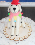 LIMITED QUANTITY Felted Wool Circus Dalmatian Happy Birthday Cake Topper