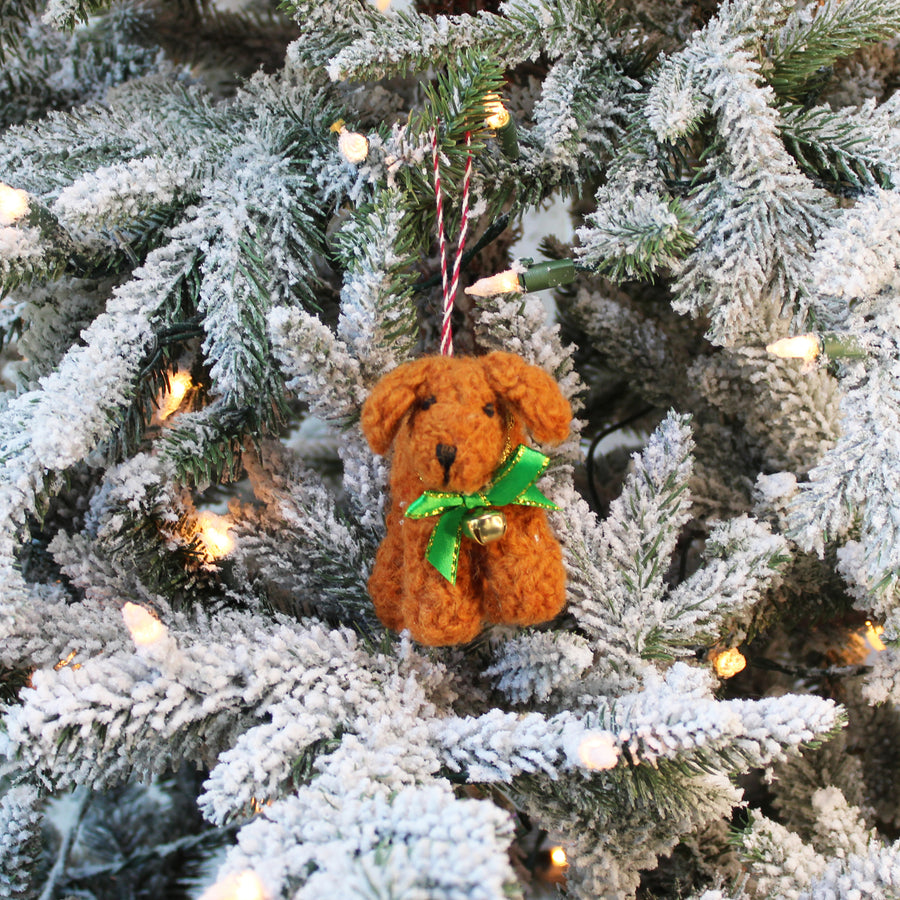 Curly Dog with Gold Collar Ornament (LIMITED QUANTITIES)