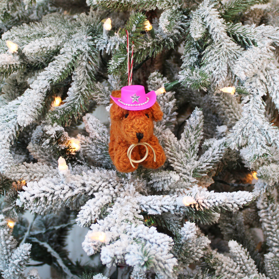 Cowboy Curly Doodle Dog Ornament  (LIMITED QUANTITIES)