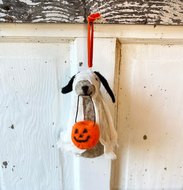 Sheet faced- Dog Ghost Halloween Ornament