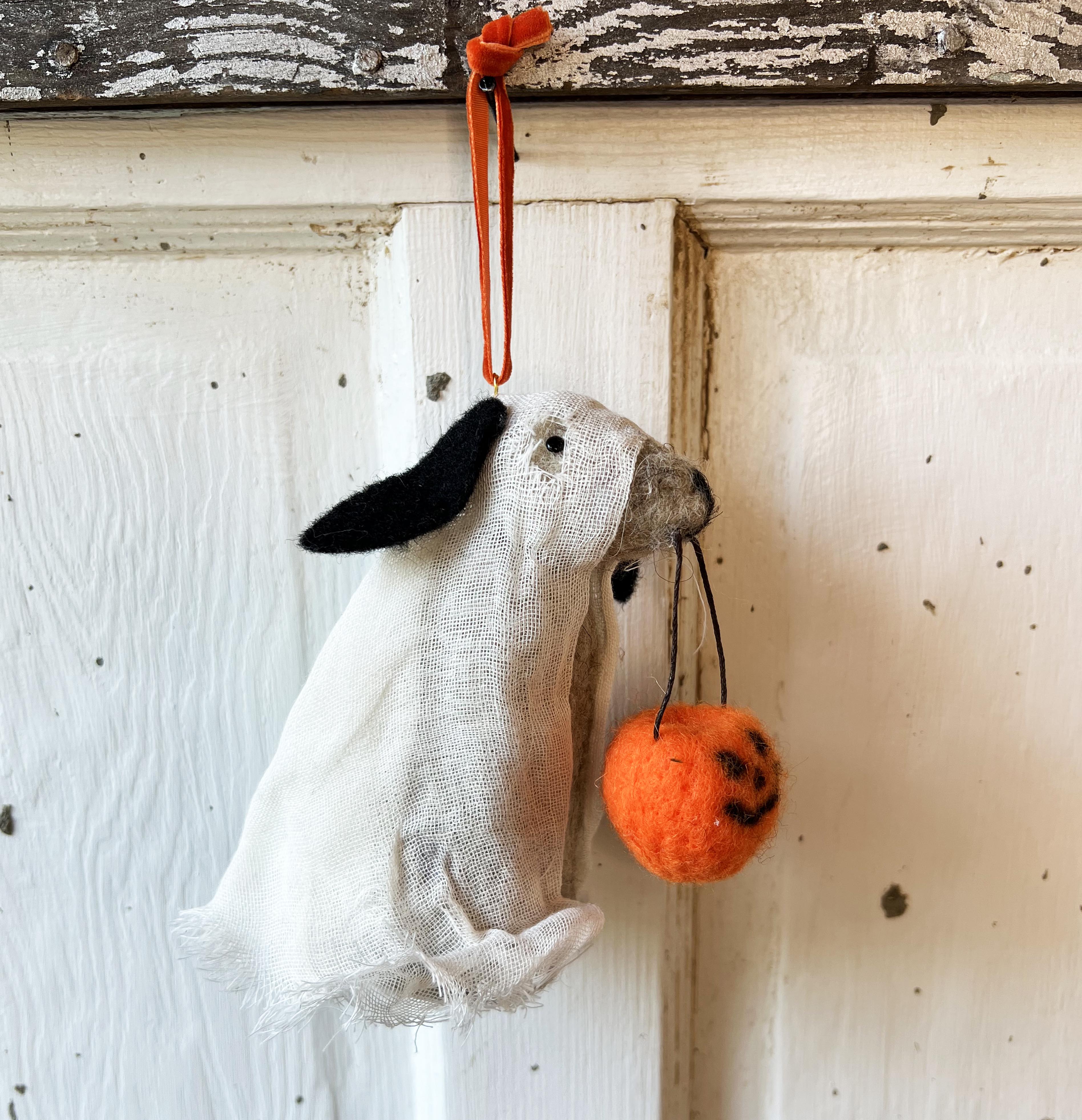 Sheet faced- Dog Ghost Halloween Ornament