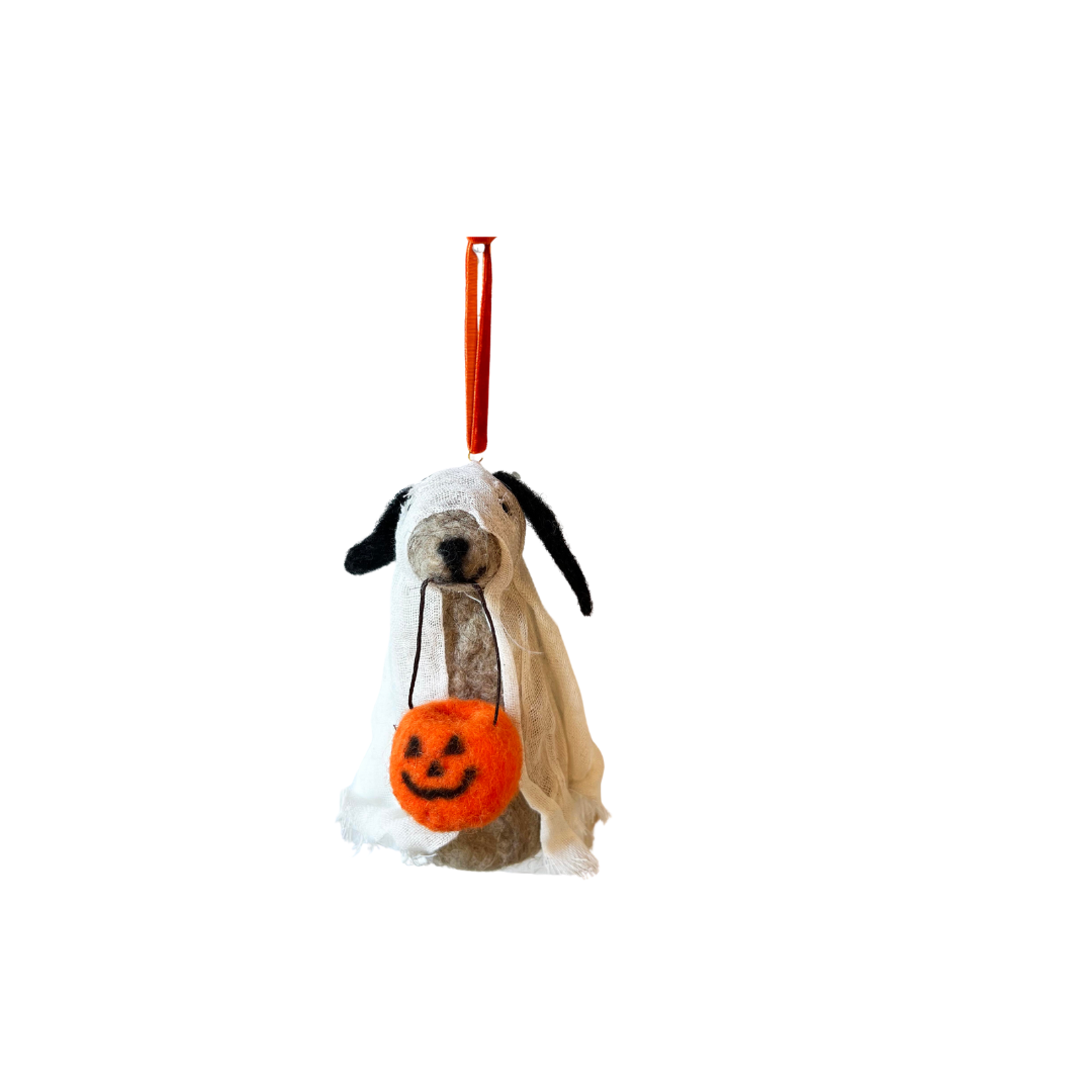 Sheet faced- Dog Ghost Halloween Ornament