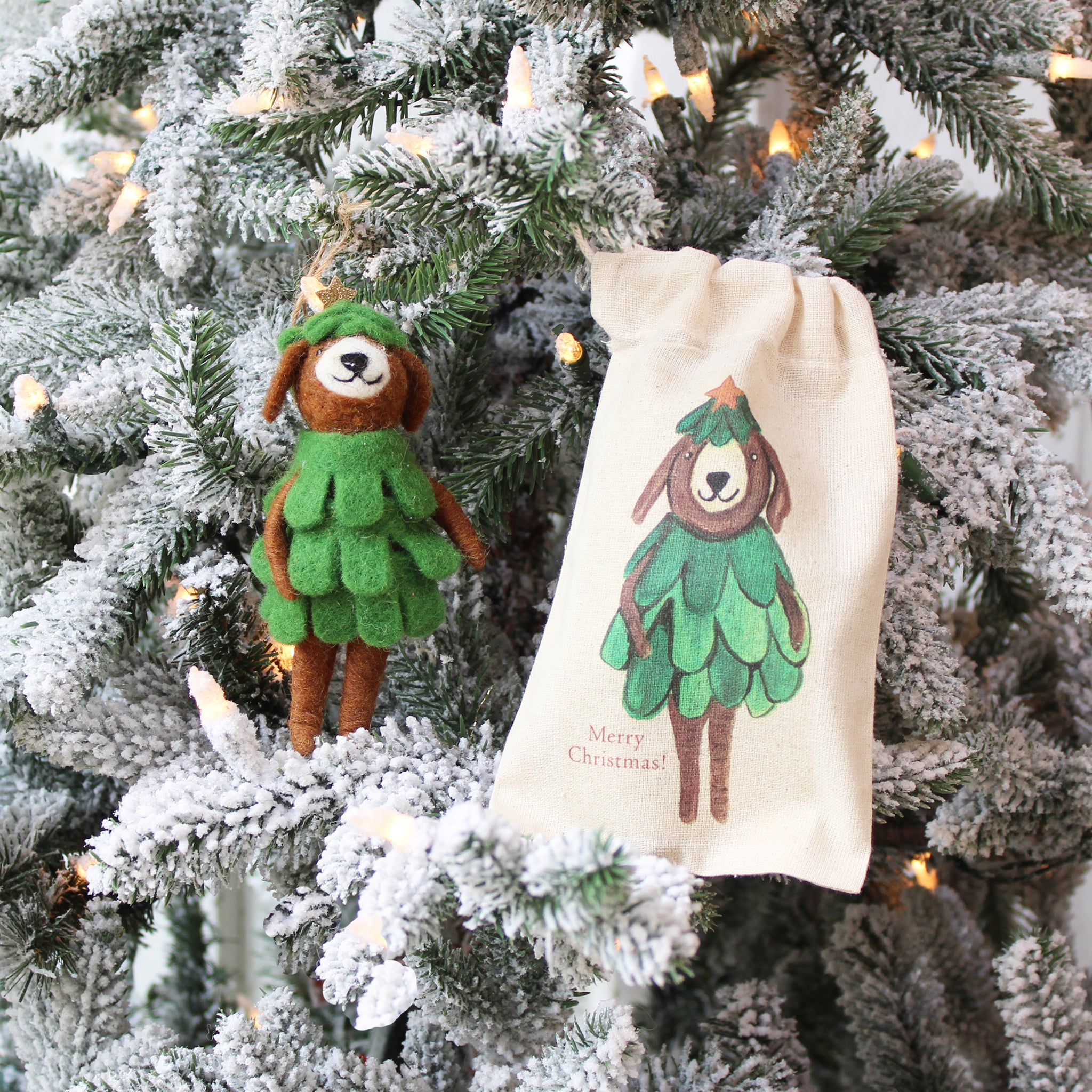Dog in Tree Outfit & Elf Outfit