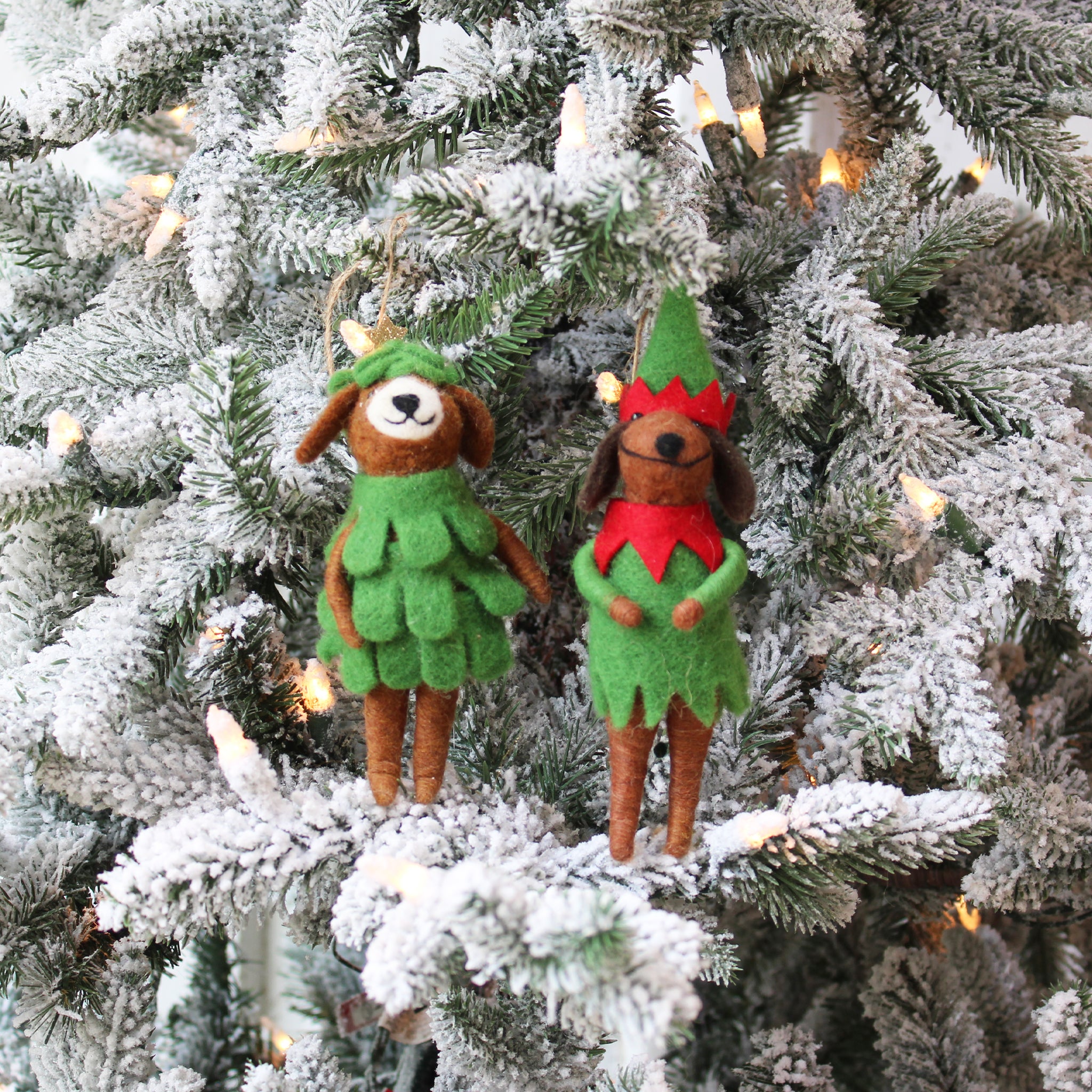 Dog in Tree Outfit & Elf Outfit