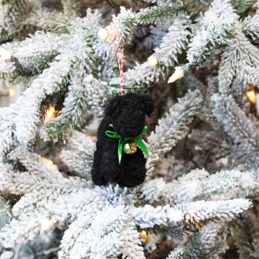Curly Dog with Gold Collar Ornament (LIMITED QUANTITIES)