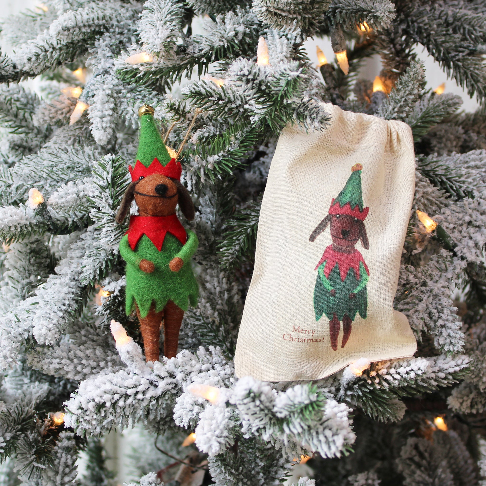 Dog in Tree Outfit & Elf Outfit