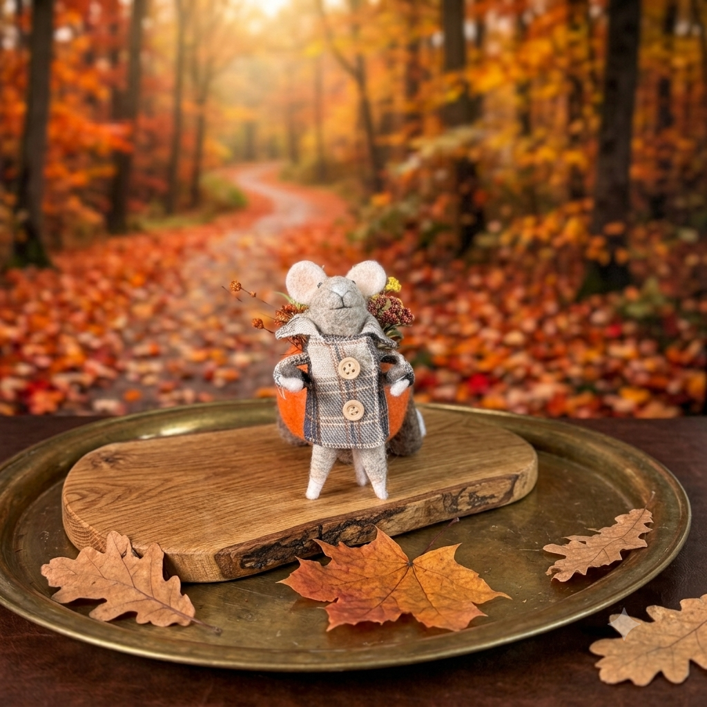 Pumpkin Wagon Mouse Décor