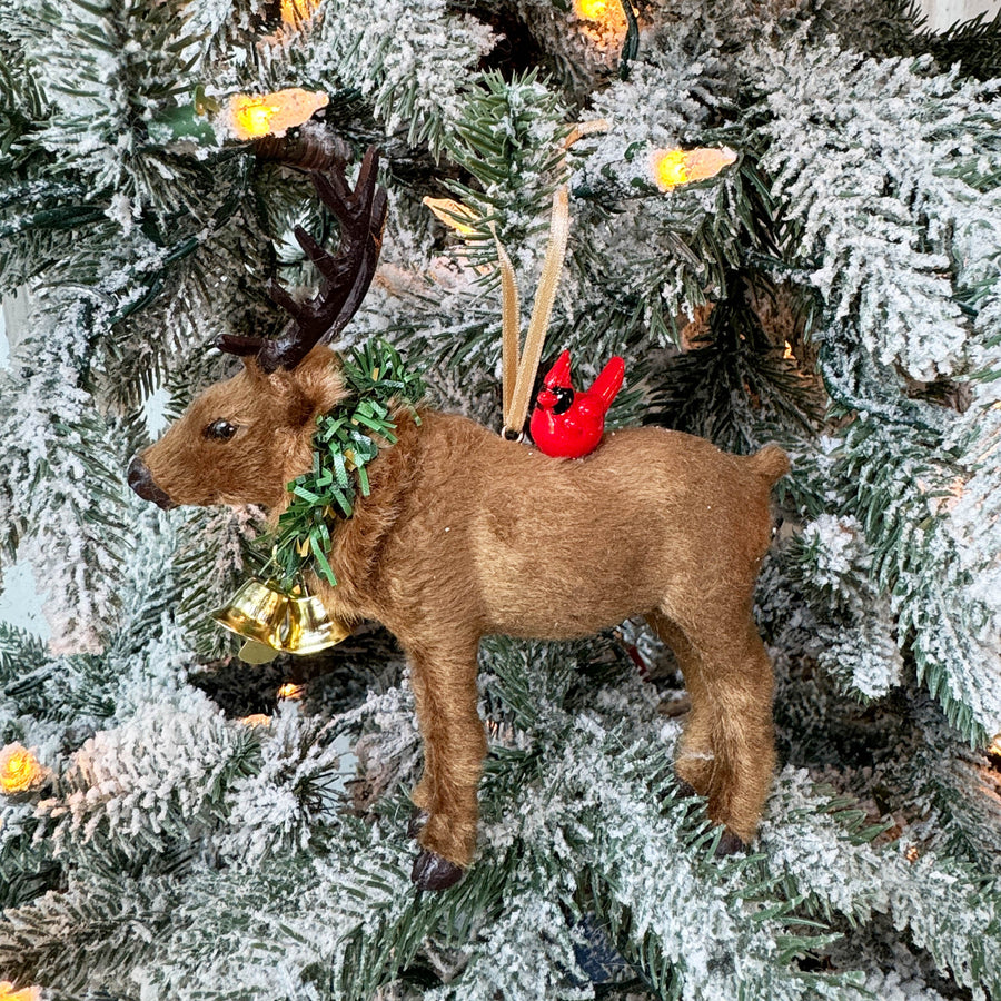 Faux Fur Elk Ornament