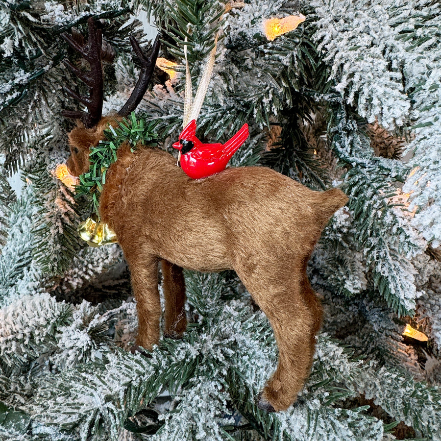 Faux Fur Elk Ornament