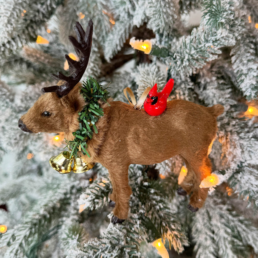 Faux Fur Elk Ornament