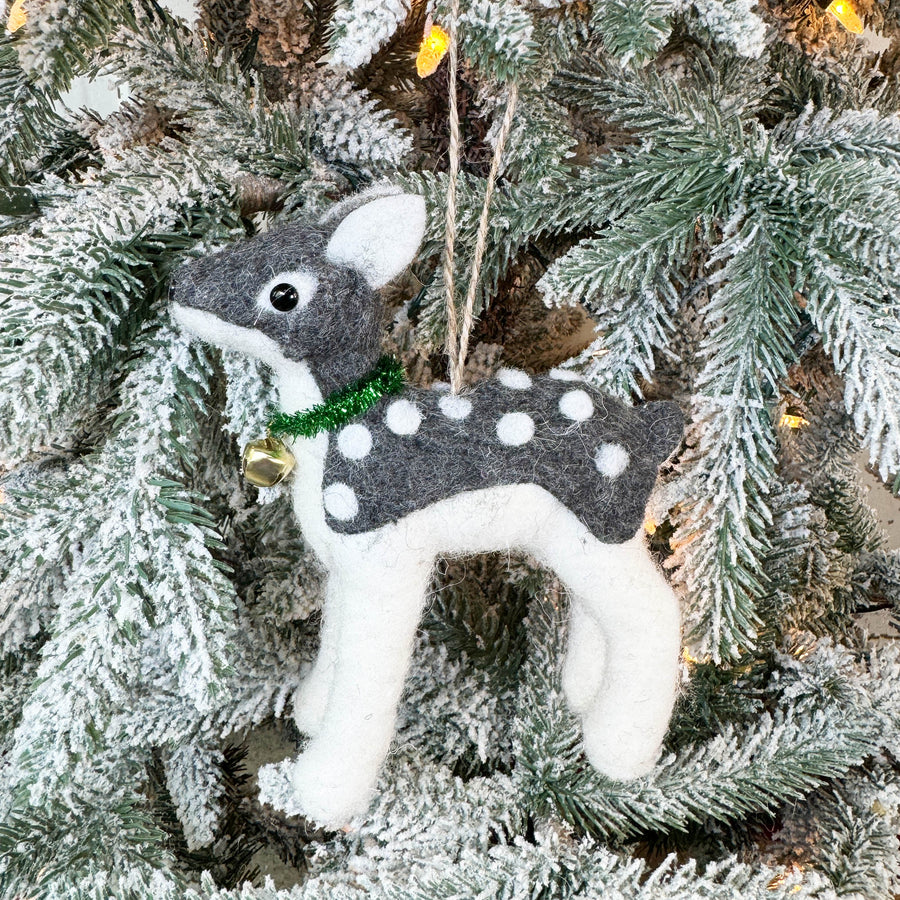 Faux Fur Deer Ornament