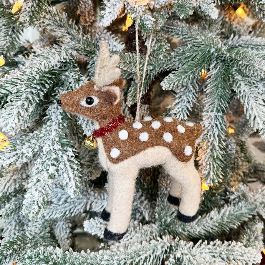 Faux Fur Deer Ornament