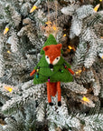 Fox W/Christmas Tree and Lights Ornament