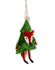 Fox W/Christmas Tree and Lights Ornament