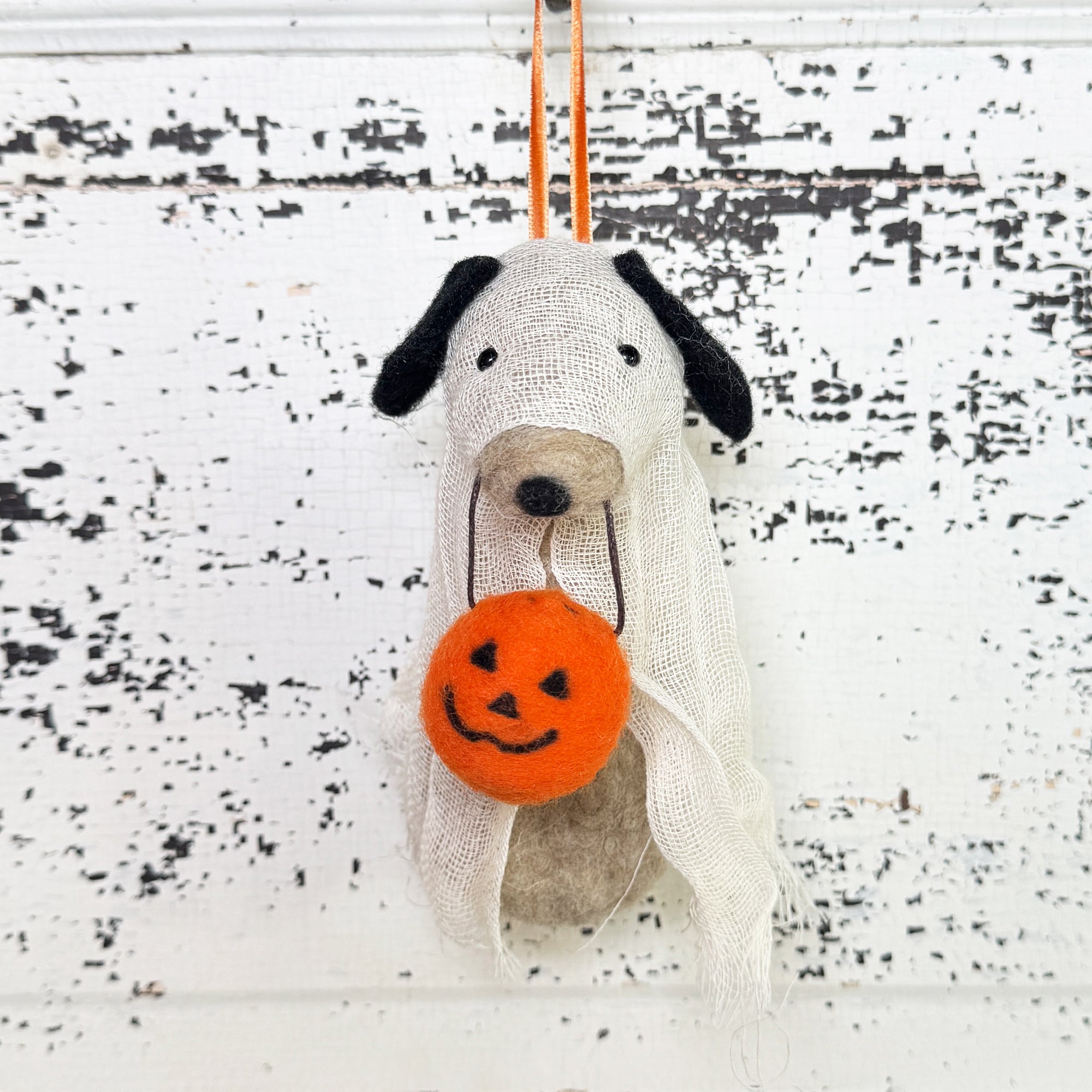 Sheet faced- Dog Ghost Halloween Ornament