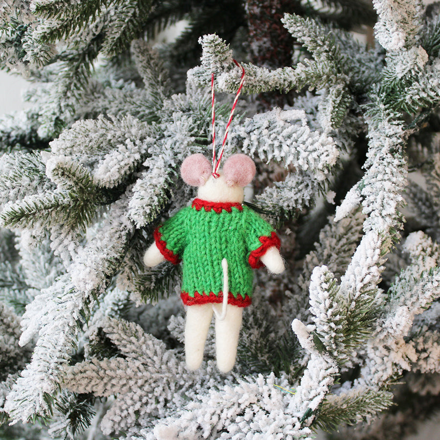 Gingerbread Man - Sweater Mouse Ornament