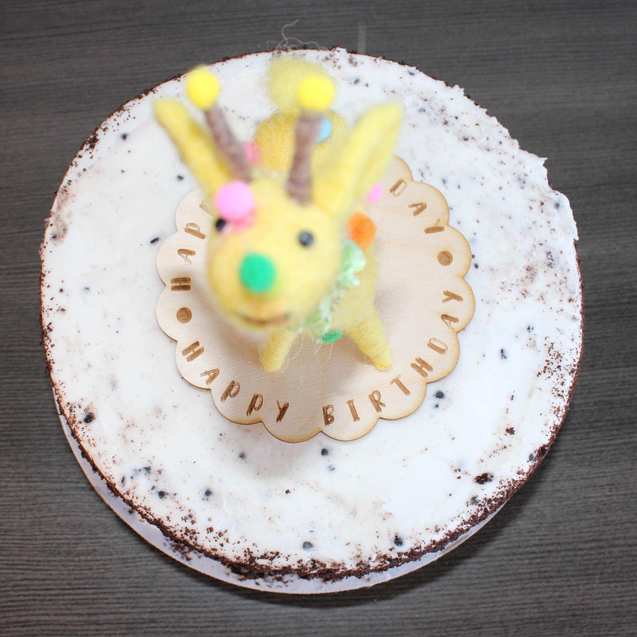 LIMITED QUANTITY Felted Wool Circus Giraffe Happy Birthday Cake Topper