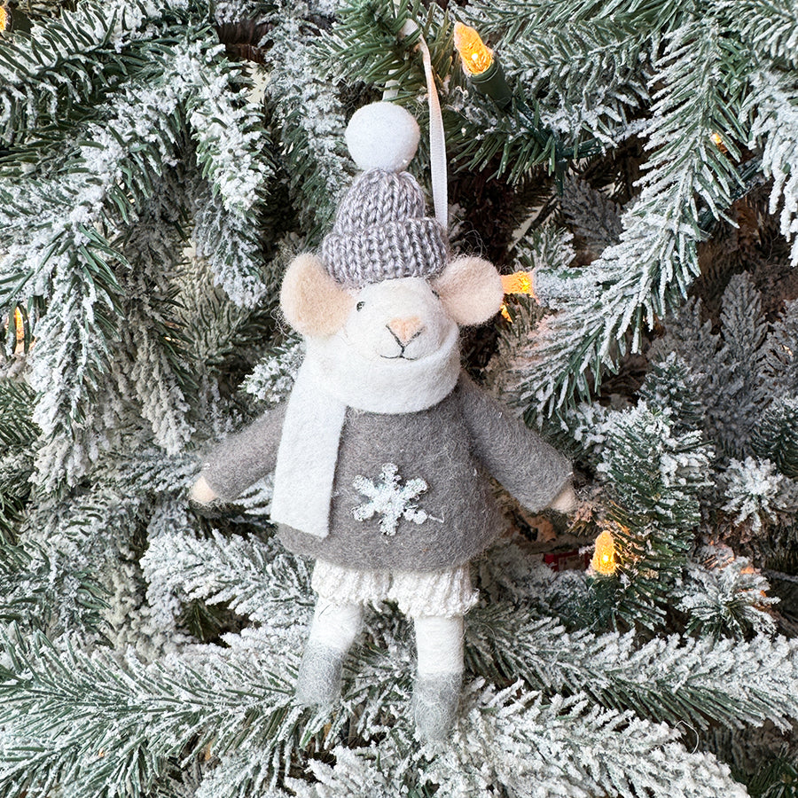 Glitter Sweater Mouse Ornament