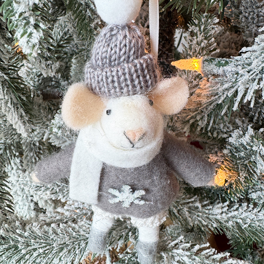 Glitter Sweater Mouse Ornament