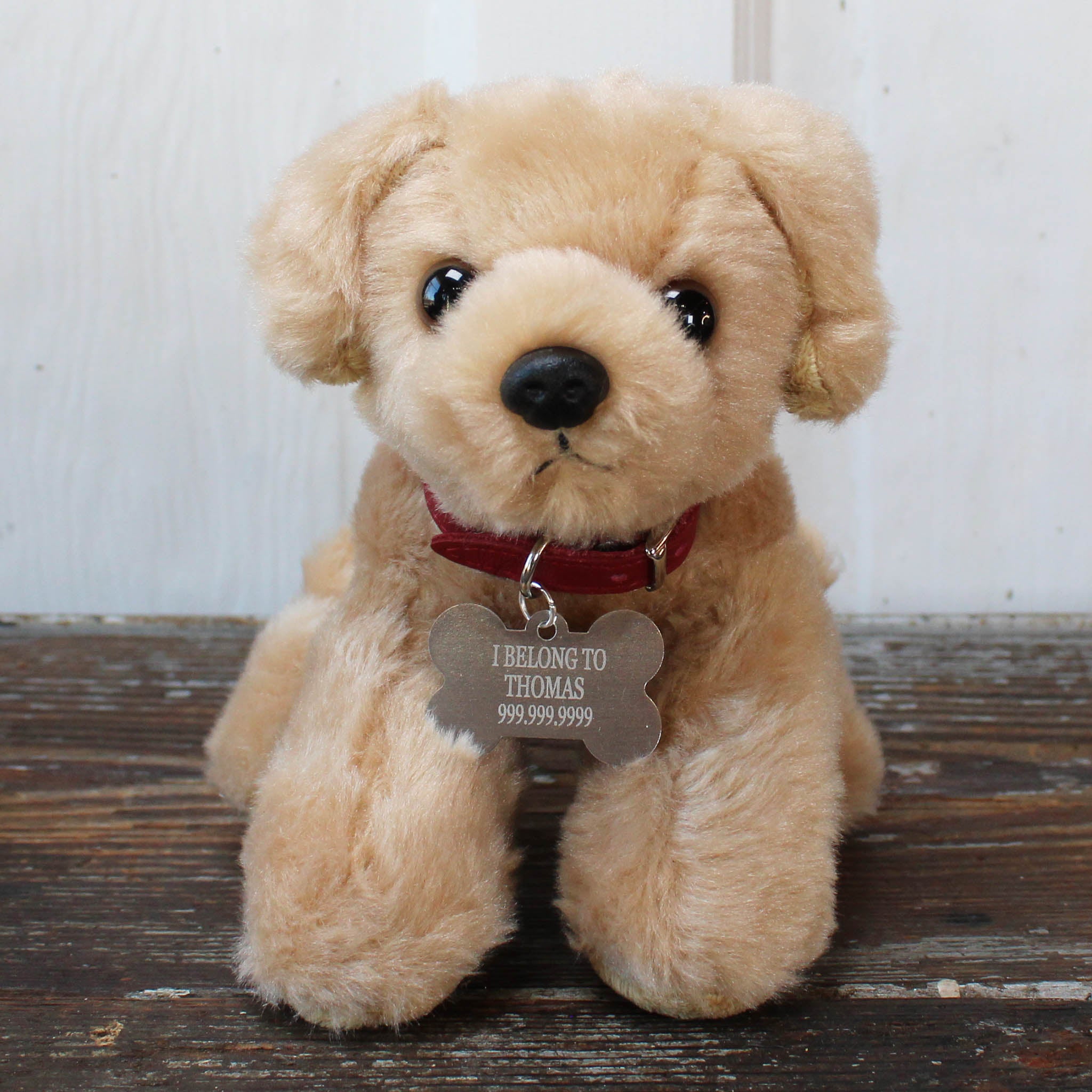 Mini Plush Puppy Dog Toy With Personalized Tag