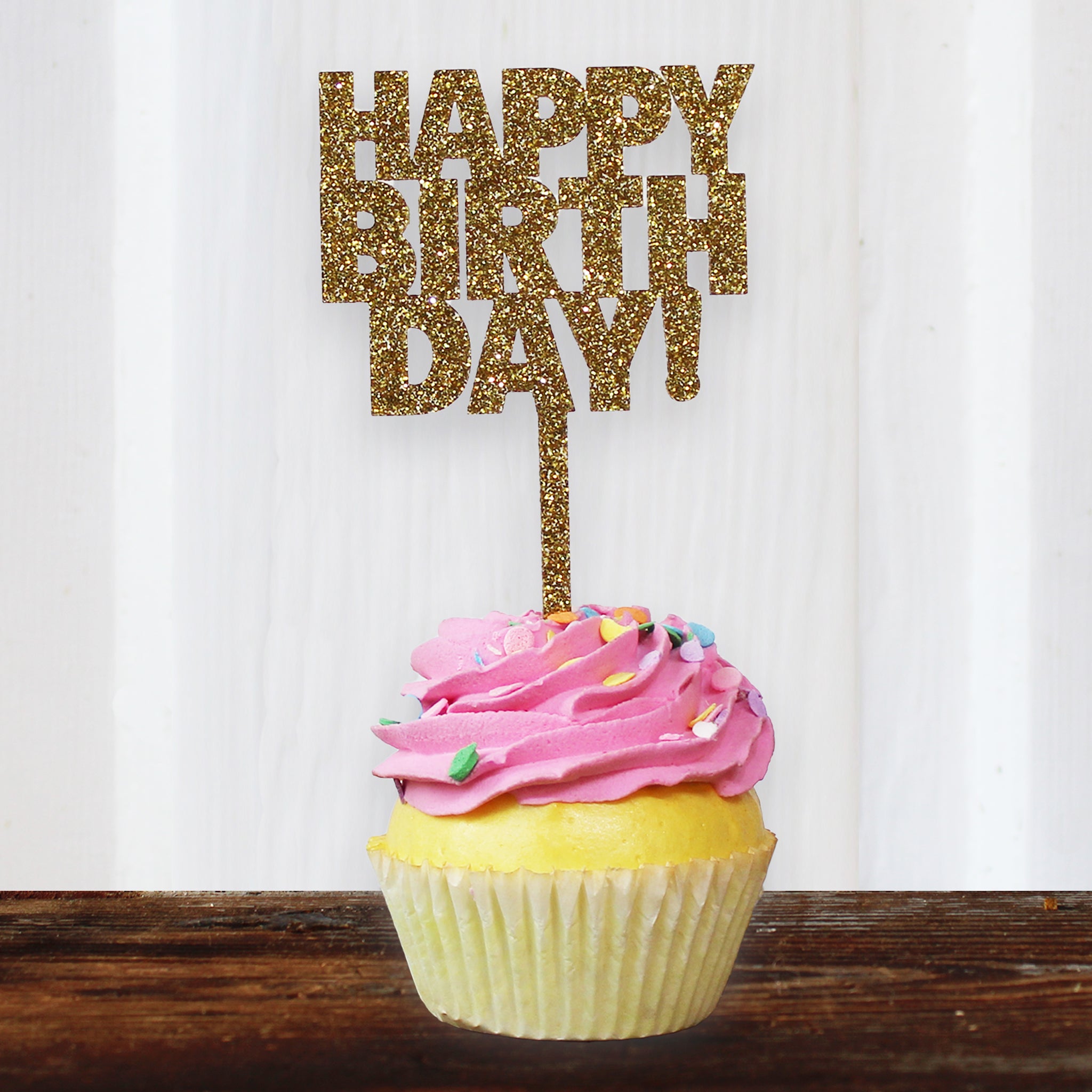 Happy Birthday Glitter Acrylic Cake Topper