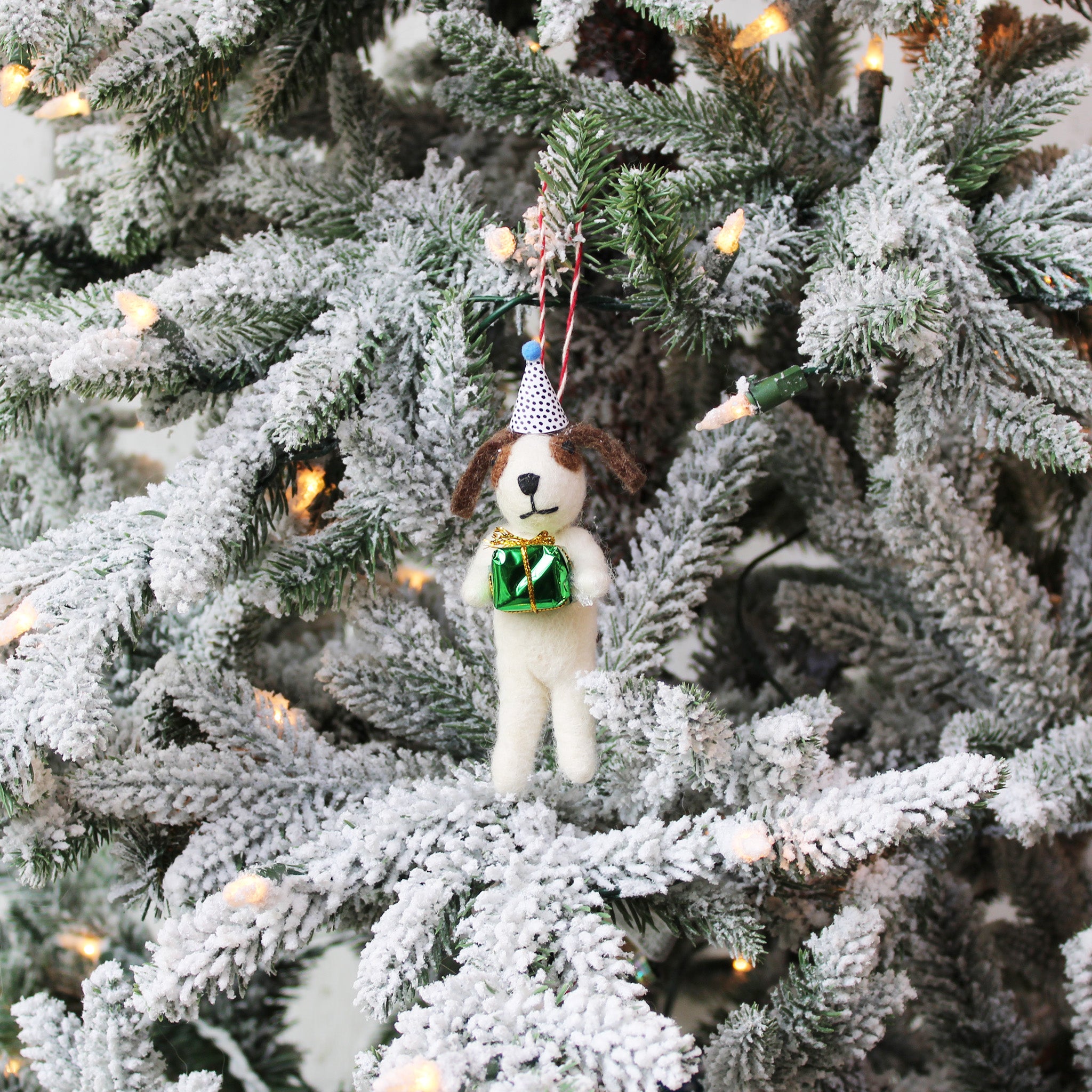 Happy Birthday Present Dog Ornament