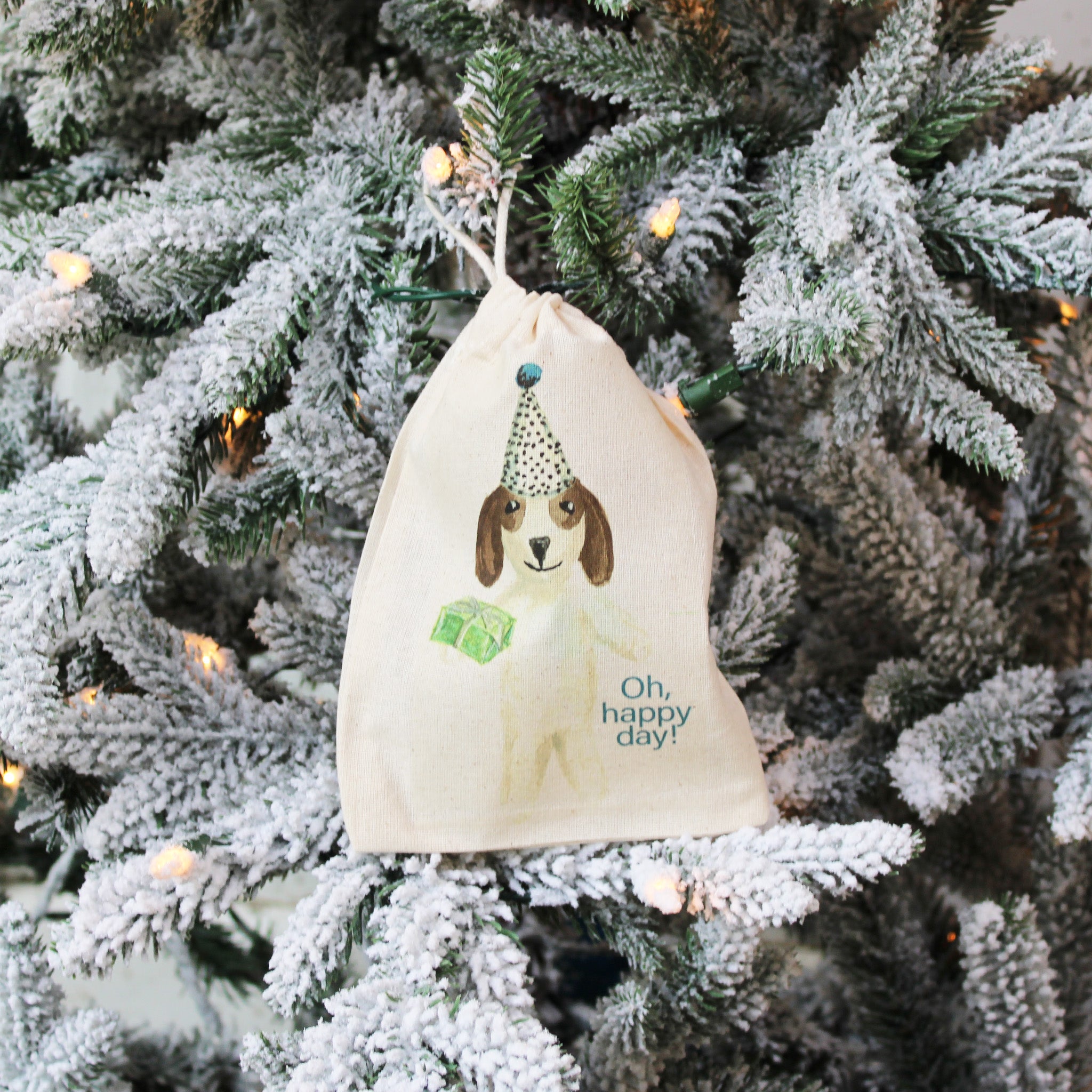 Happy Birthday Present Dog Ornament