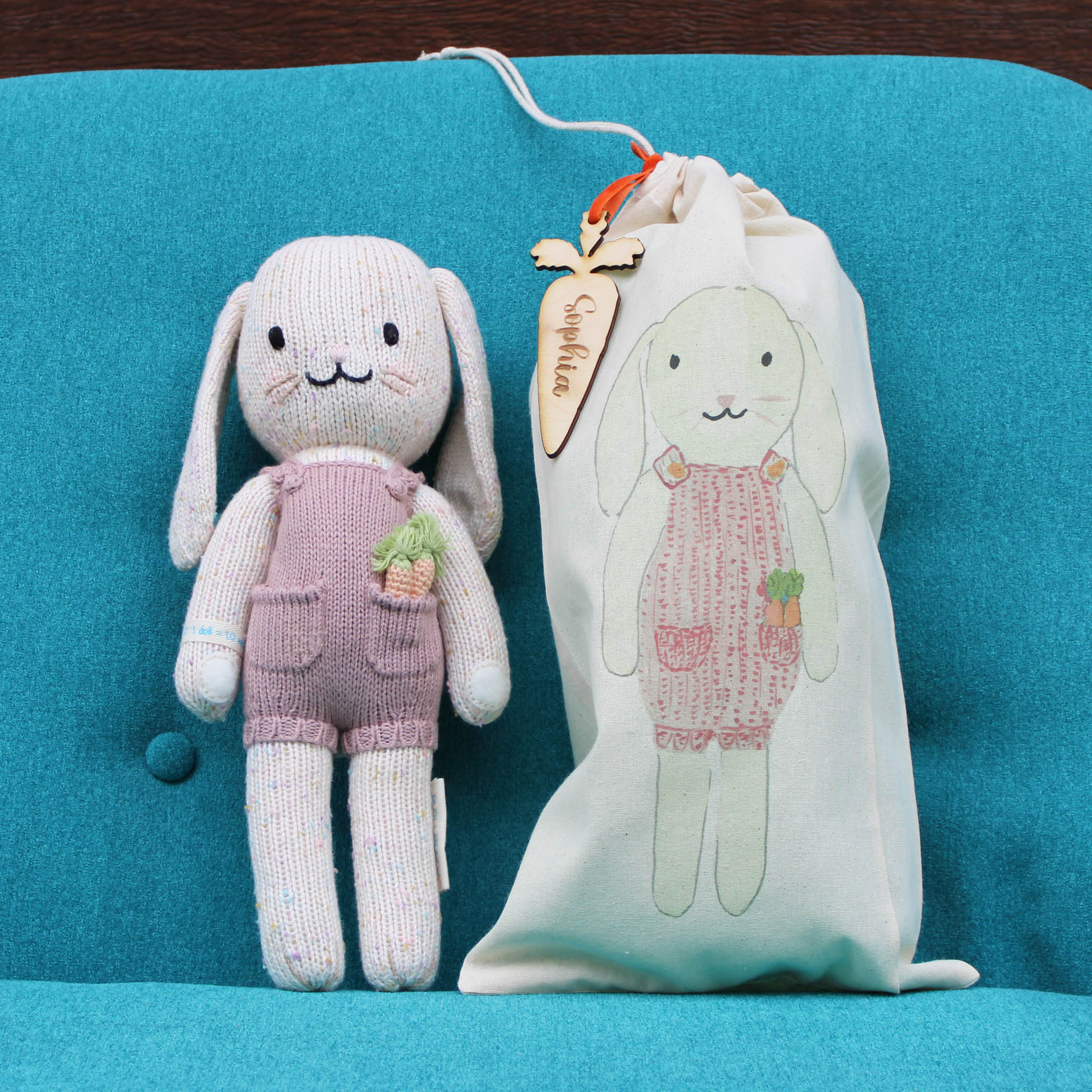 Harper The Bunny Hand Knit Cuddle + Kind Doll with Personalized Bag