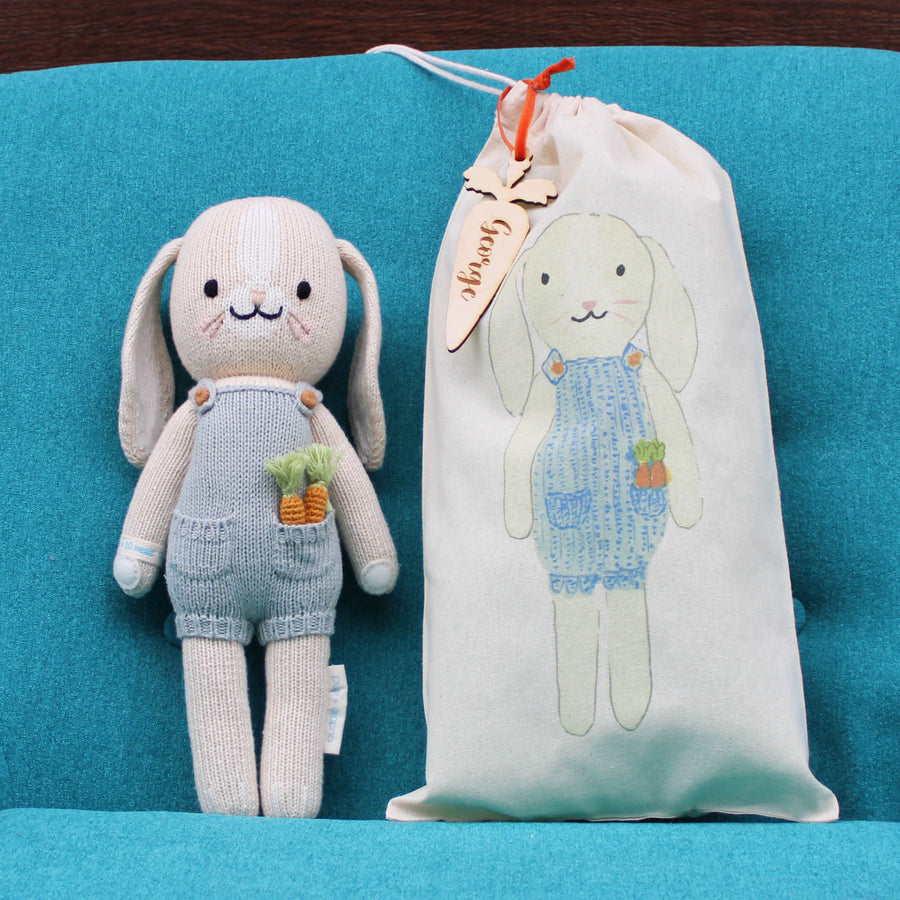 Henry The Bunny- Hand Knit Cuddle + Kind Doll with Personalized Bag