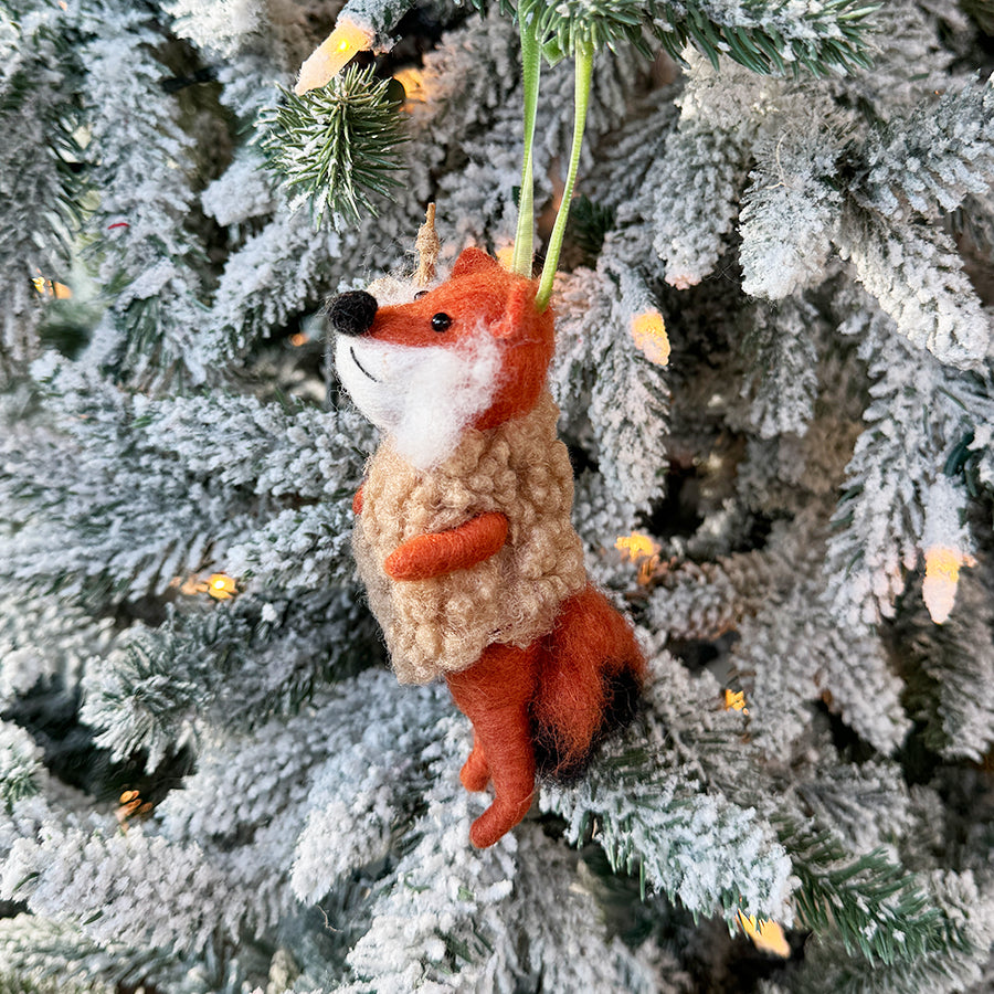 Hiking Fox Ornament