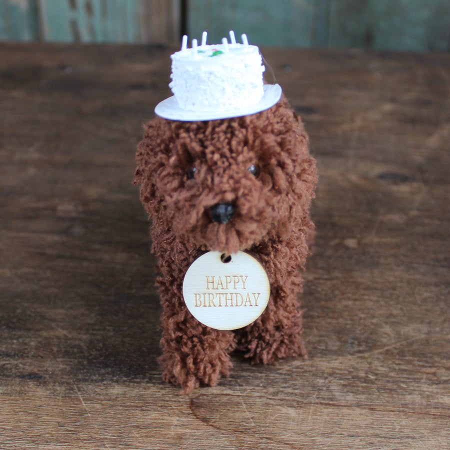 Happy Birthday Doodle Dog Ornament in Gift Box