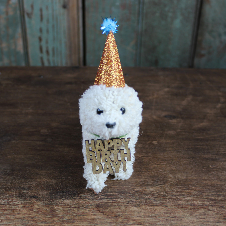 Happy Birthday Doodle Dog Ornament in Gift Box