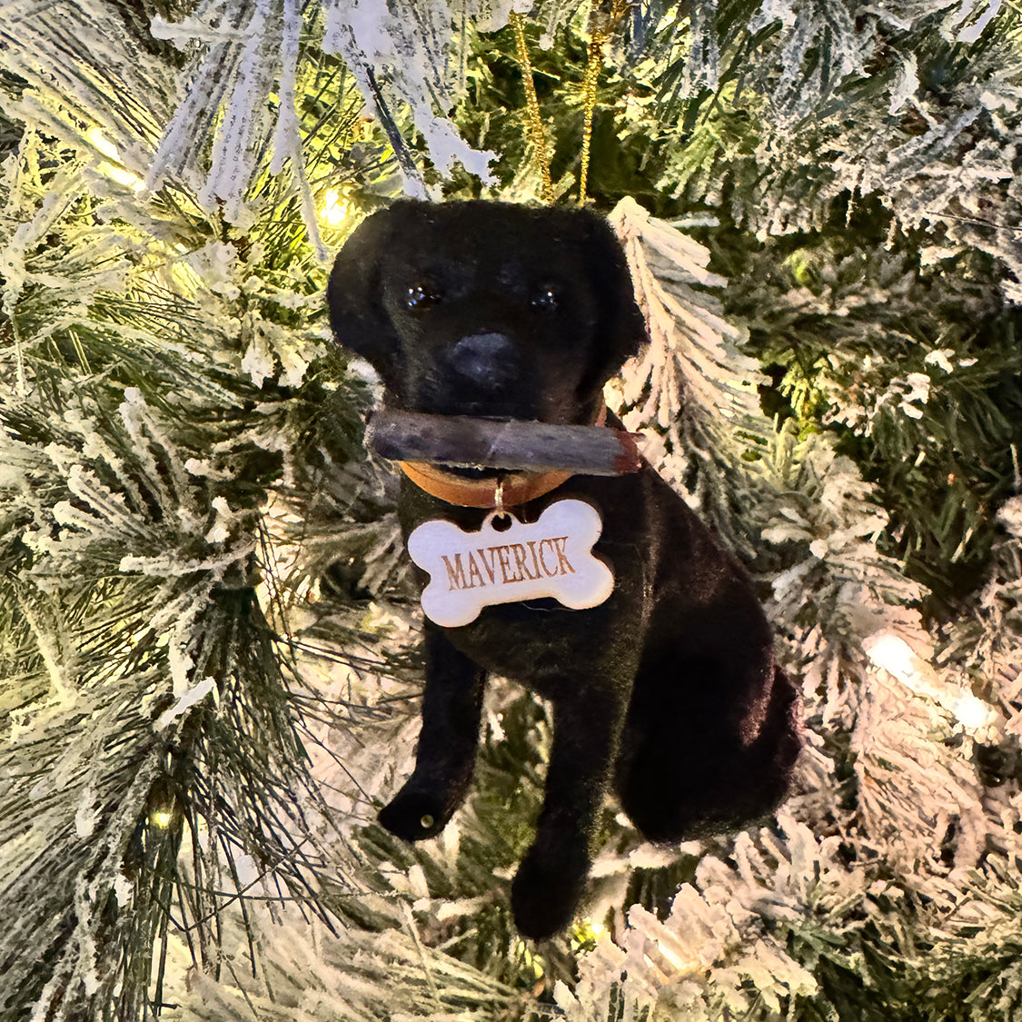 Sitting Labrador Retriever Ornament – Custom Name & Fetch Design