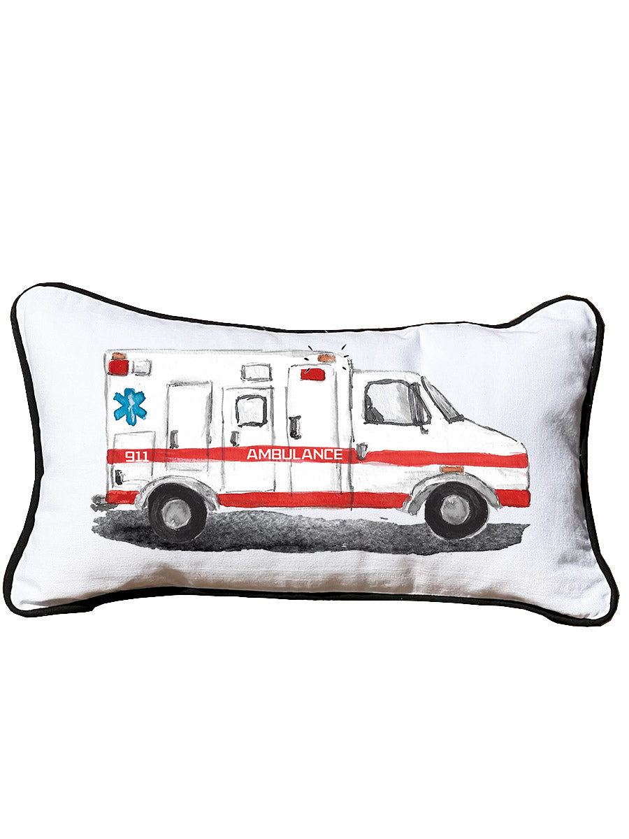 First Responder Ambulance Personalized Lumbar White Pillow
