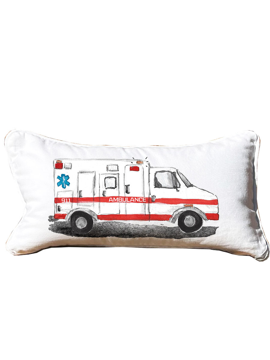 First Responder Ambulance Personalized Lumbar White Pillow