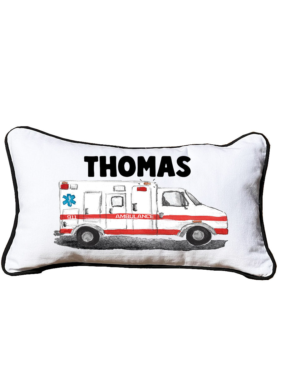 First Responder Ambulance Personalized Lumbar White Pillow