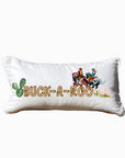 Buck-A-Roo White Lumbar Pillow with Piping