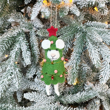 Lit Christmas Tree Mouse Ornament