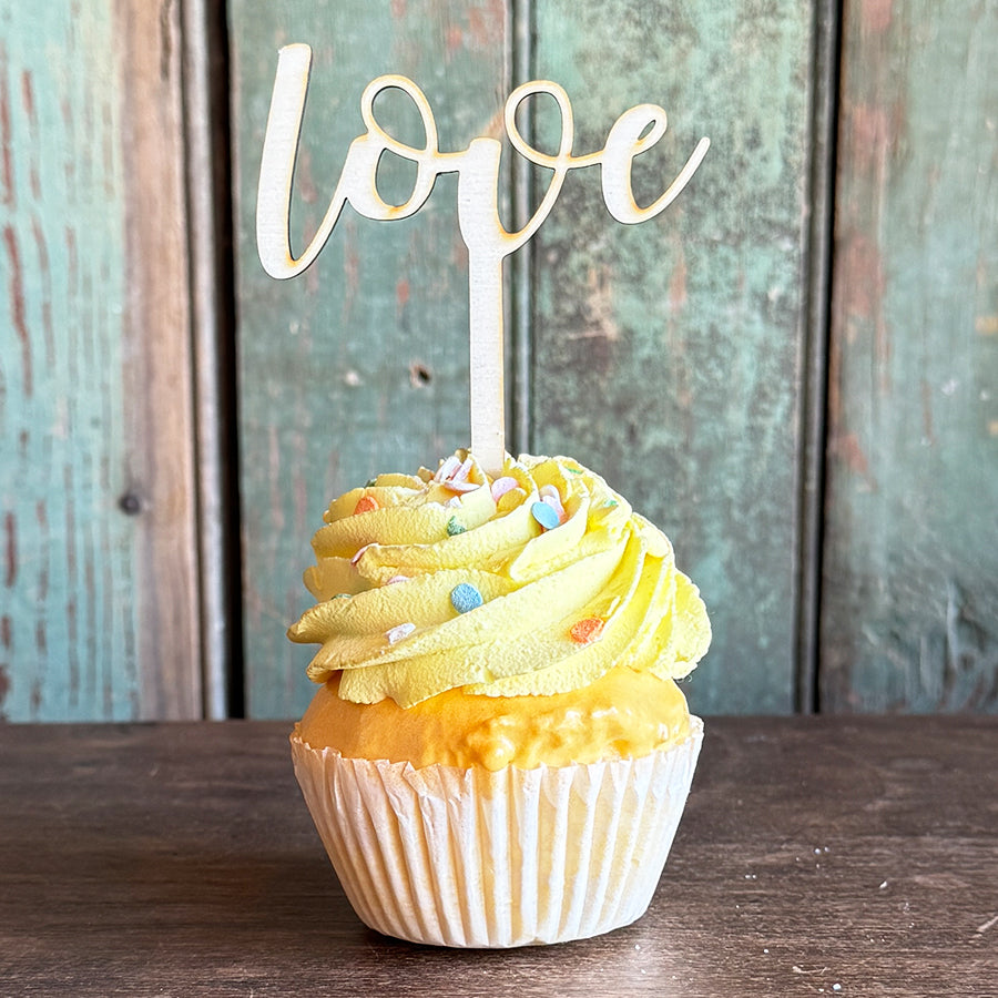 Love Wood Cake Cupcake Topper