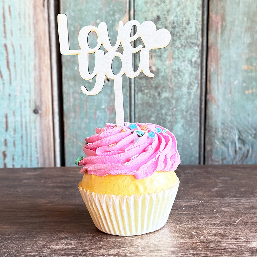 Love You Wood Cake Cupcake Topper